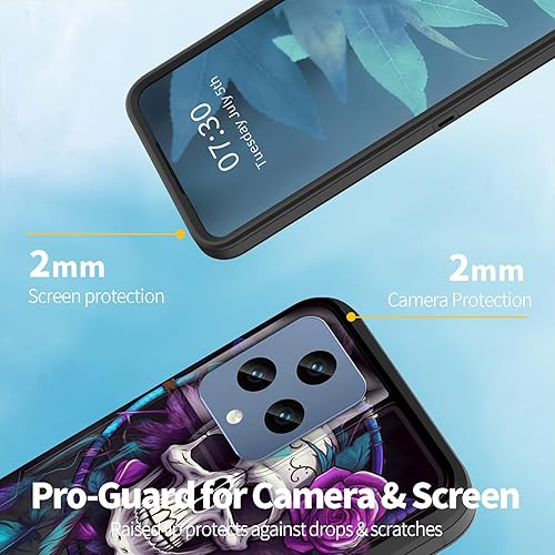 Miniatura 4 de BFUKVOU Funda para Revvl 6 5G, híbrida de doble capa (tapa a prueba de polvo) (montaje magnético para automóvil), protección contra caídas a prueba