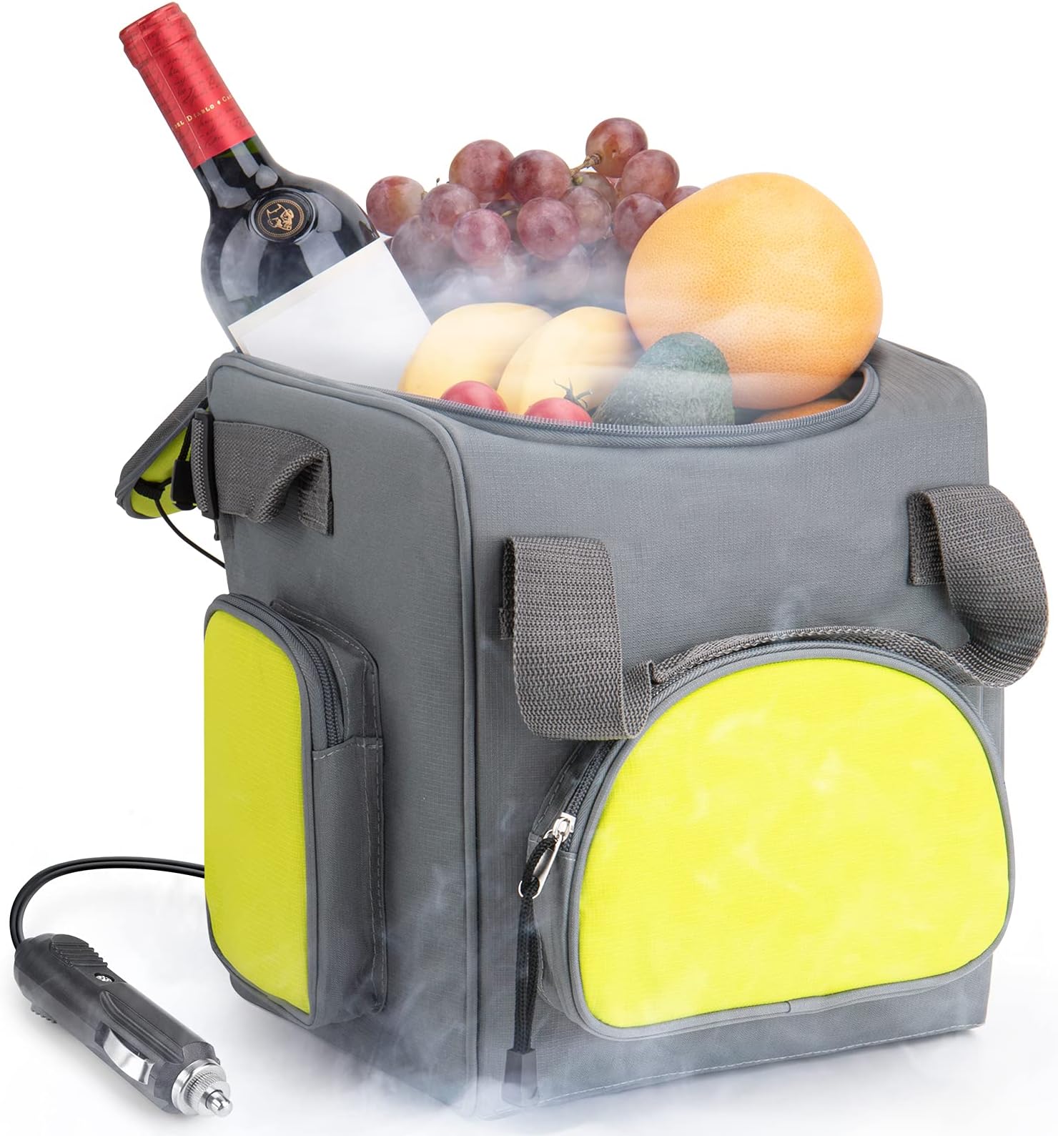 15-Quarts Car Cooler for Travel Plug In, 14L Small Electric Cooler, 12V Mini Car Fridge Portable Refrigerator for Camping, Soft Sided (12V 50.1W)