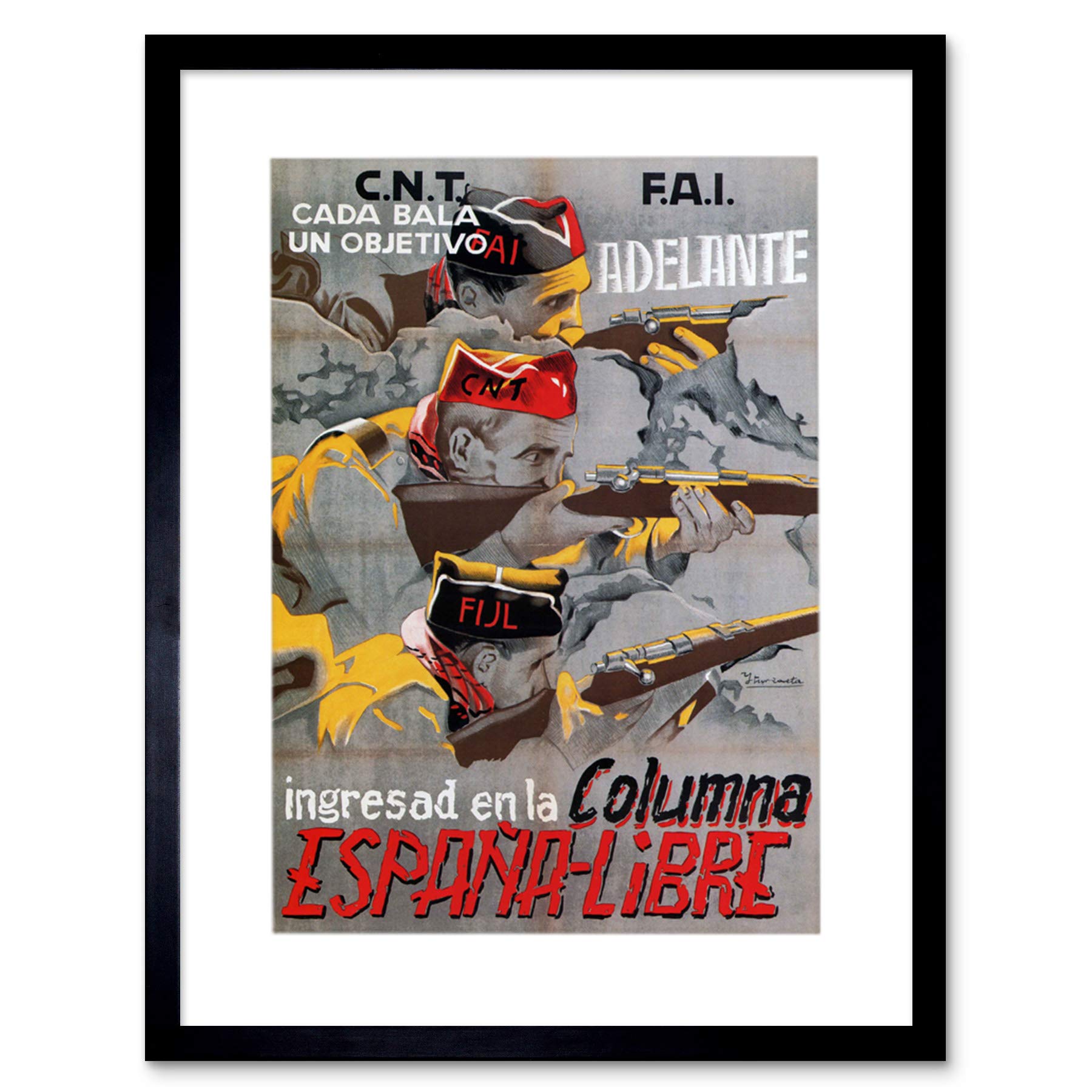 Wee Blue Coo War Spanish Civil CNT FAI Republican Spain Ad Picture Framed Wall Art Print