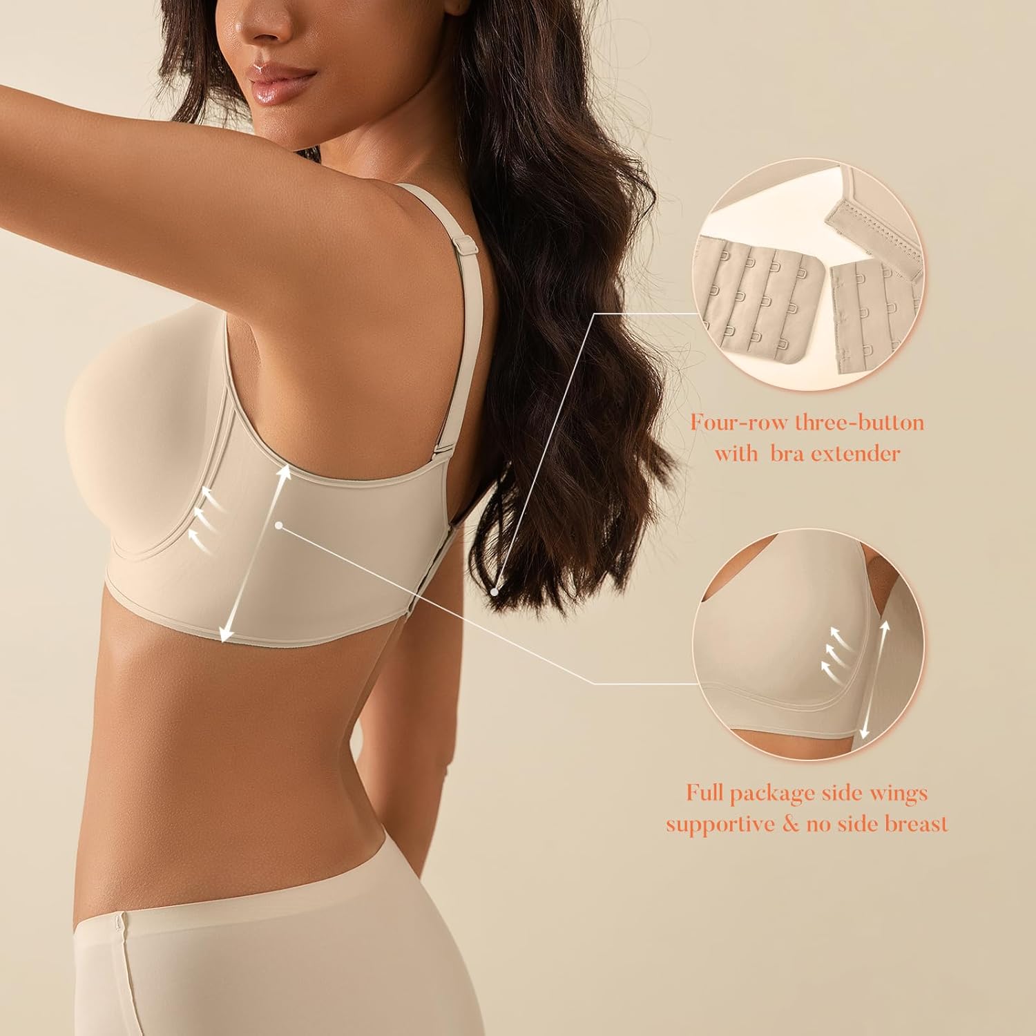 Womens Wireless V Mesh Comfortable Bralette Supportive no Underwire Bras for Women Seamless Push Up Everyday Bras - Image 4