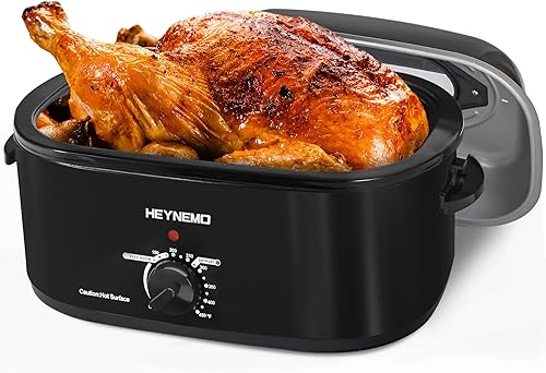 Miniatura 11 de Horno tostador eléctrico de 26 cuartos de galón, horno eléctrico de pavo con tapa de visualización y autohilvanado, gran asador con función de