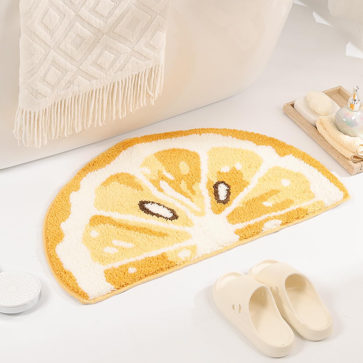 Cute Lemon Bath Mat Super Absorbent and Non-Slip Bathroom Rug Machine Wash Carpet for Sink, Shower and Bedroom (31"x17")
