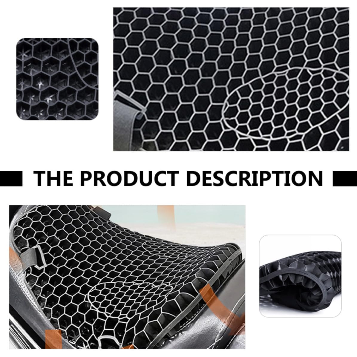 GALPADA Funda de Asiento Cojín Absorción de Impactos Gel y Felpa Negra y Aislamiento Térmico para Asiento de Motocicleta para Moto