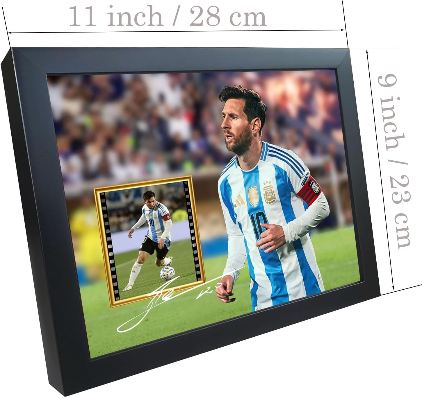 Foukvuid Football Star Autograph Poster-Themed Wooden Frame 10# Player's Moment Of Dribbling Past Defenders Collage 10x8 Inches High-Definition Photo - For Decoration/Hanging/Memorial Frame/Frank O'Connor Poster/Gift For Football Fans