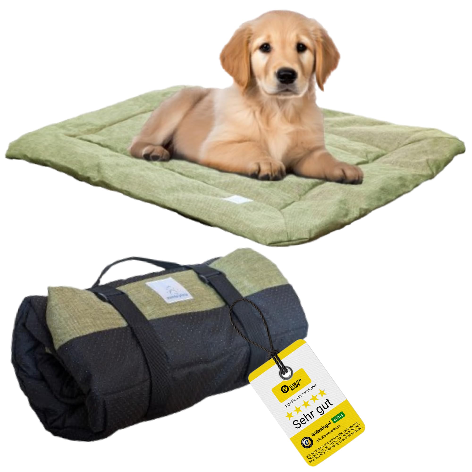 Wanderpfote Dog Blanket for Travel 90 x 60 cm, Washable, Orthopaedic, Waterproof, High-Quality Design, Outdoor Dog Mat