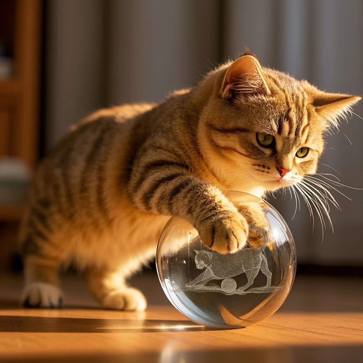 SAHOOTTIE 60mm 3D Cat Crystal Ball Paperweight Cat Gifts for Women Cat Gifts for Cat Lovers Cat Memorial Gifts Cat Lover Gifts Glass Ball Cat Ornament-F - Image 4