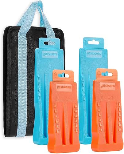 Miniatura 9 de YARDMARIS 4 cuñas de tala de árboles, cuñas de motosierra con púas con bolsa, cuñas para cortar árboles de forma segura (2 x 10 azul + 2 x 8 naranja)