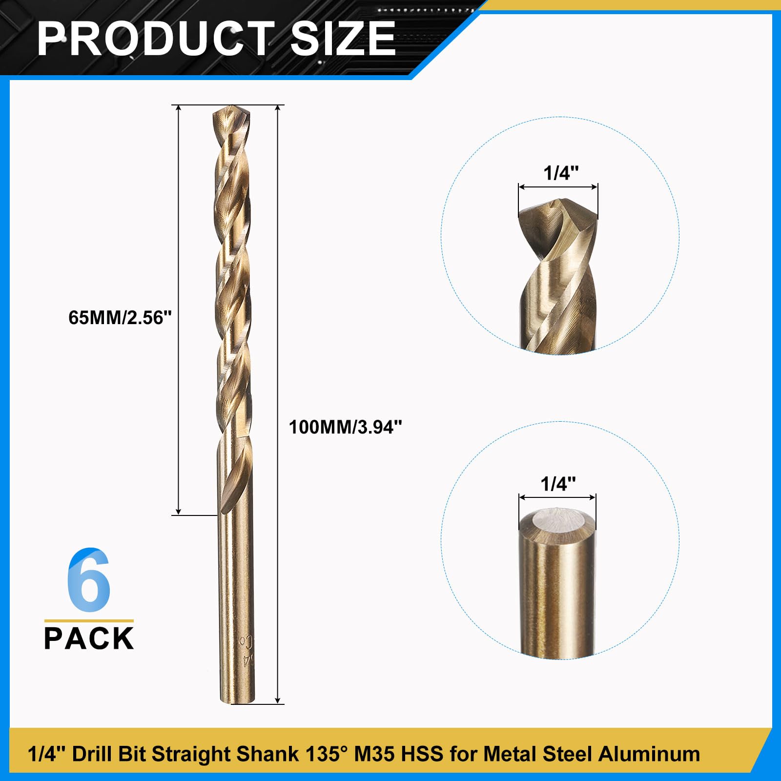 PATIKIL 6.4mm Drill Bit 1/4" - Image 2