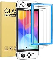 Vista 7 de 3 Pack Tempered Glass for Nintendo switch Screen Protector 6.9 Inch 2017, Bubble free shockproof easy Installation with Alignment Frame