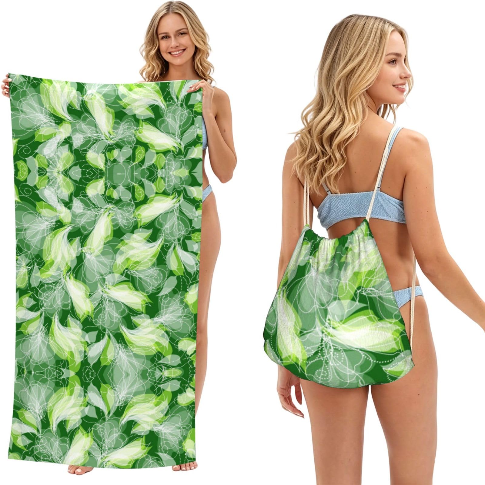 EZDLOWVBA Vegetable Texture Print Beach Towel Backpack 2 In 1 Summer Large Lightweight Beach Towel - Multifunctional Ship Pattern Towel Bag For Storage,Sport