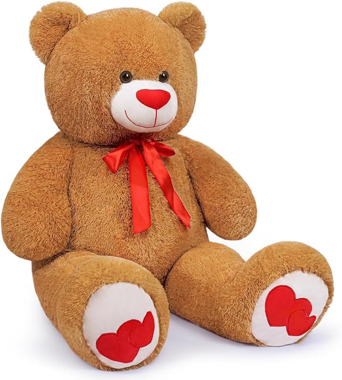 Oso de Peluche Gigante Marrón 110 cm con Corazón Rojo miniatura 4
