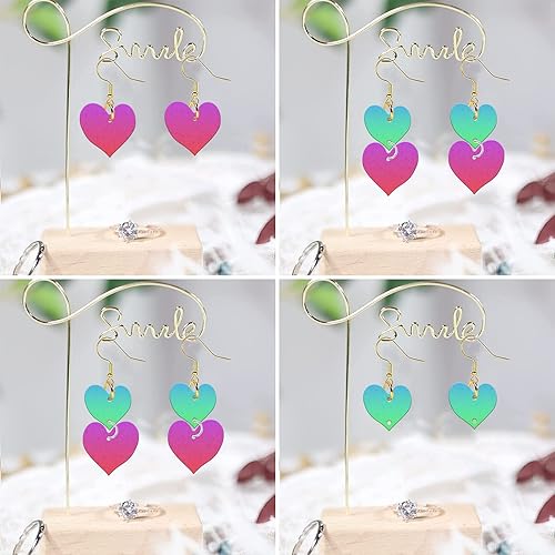 Miniatura 4 de Moldes de joyería de resina de silicona con forma de corazón, moldes de fundición epoxi de 4 cavidades para aretes y colgantes de mujer