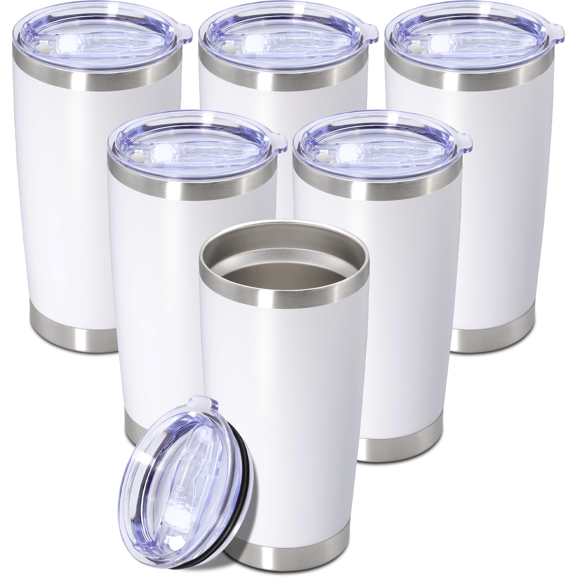 20oz Tumbler Insulated Tumblers Vacuum Coffee Mug with Lid White 6Pack