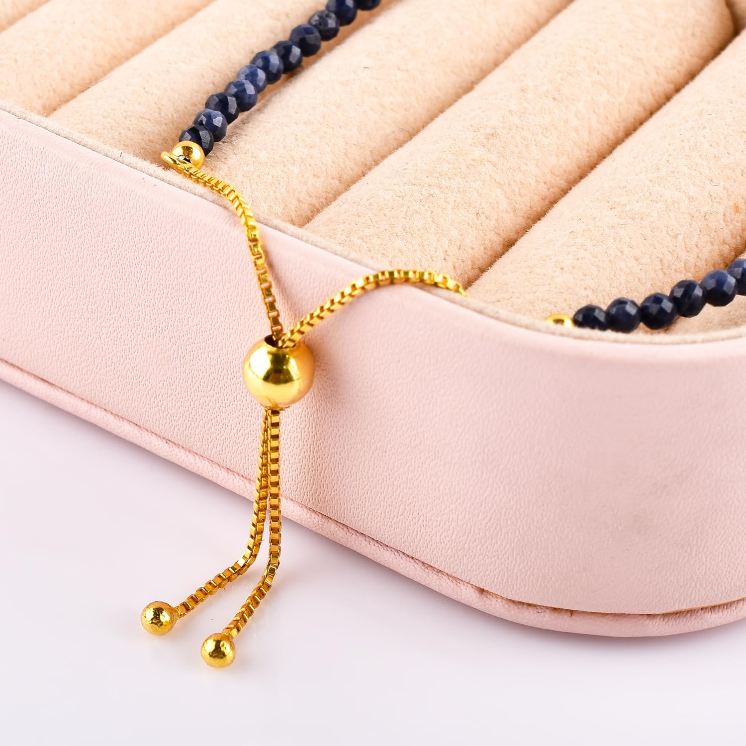 InfinityGemsArt Bracelets For Women, Birthstone Jewelry, Micro Beads Beaded Stone Bolo Slider Crystals Gemstones Bracelet, 14K Gold Plated Adjustable Chain, Mother's Day