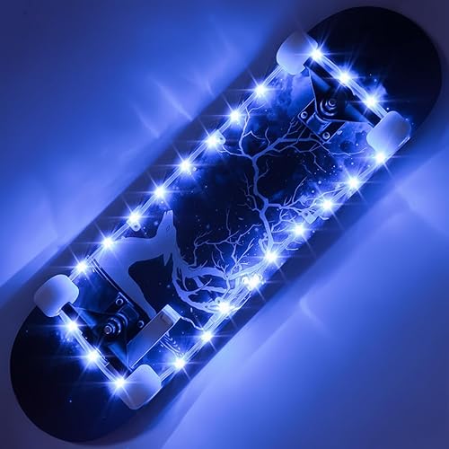 Versión de carga USB mejorada: luz LED para patineta, luz de borde de monopatín con control remoto, 16 cambios de color, libre de cambios de