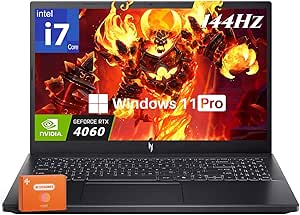 acer Nitro V 15 Gaming Laptop, Intel 10-Core i7-13620H, NVIDIA GeForce RTX 4060, 15.6" 144Hz FHD IPS Display, 16 GB DDR5 RAM, 1 TB SSD, Backlit Keyboard, Windows 11 Pro, Gaming Mouse, 256GB UFD