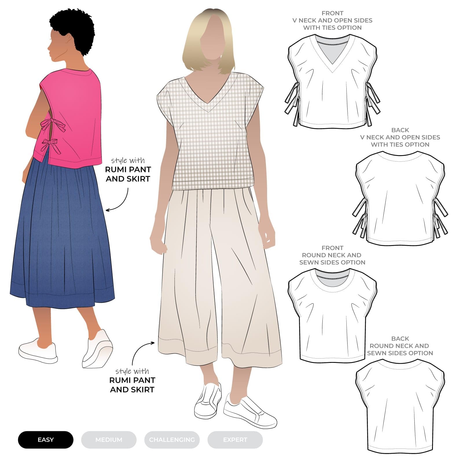 Style Arc Sewing Pattern - Rumi Woven Top (Sizes 04-16)