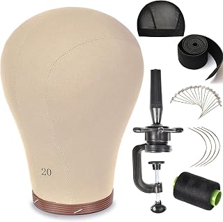 20 Inch Wig Head Cork Canvas Block Head Mannequin Head With Stand for Making Wigs (20inch)