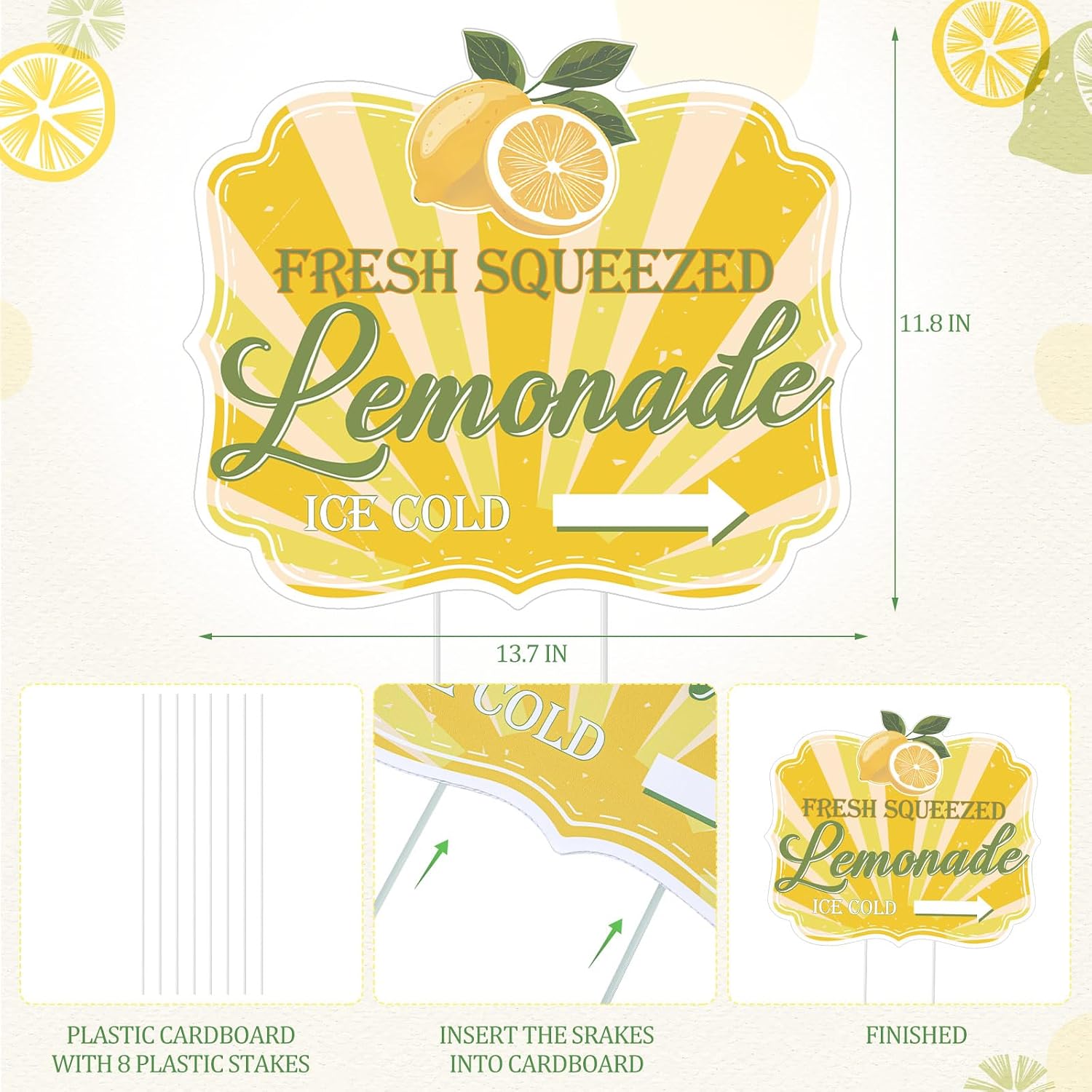 Jingmore 4 Pcs Lemonade Stand Arrow Sign with Stake, 13.7'' x 11.8'' image 3