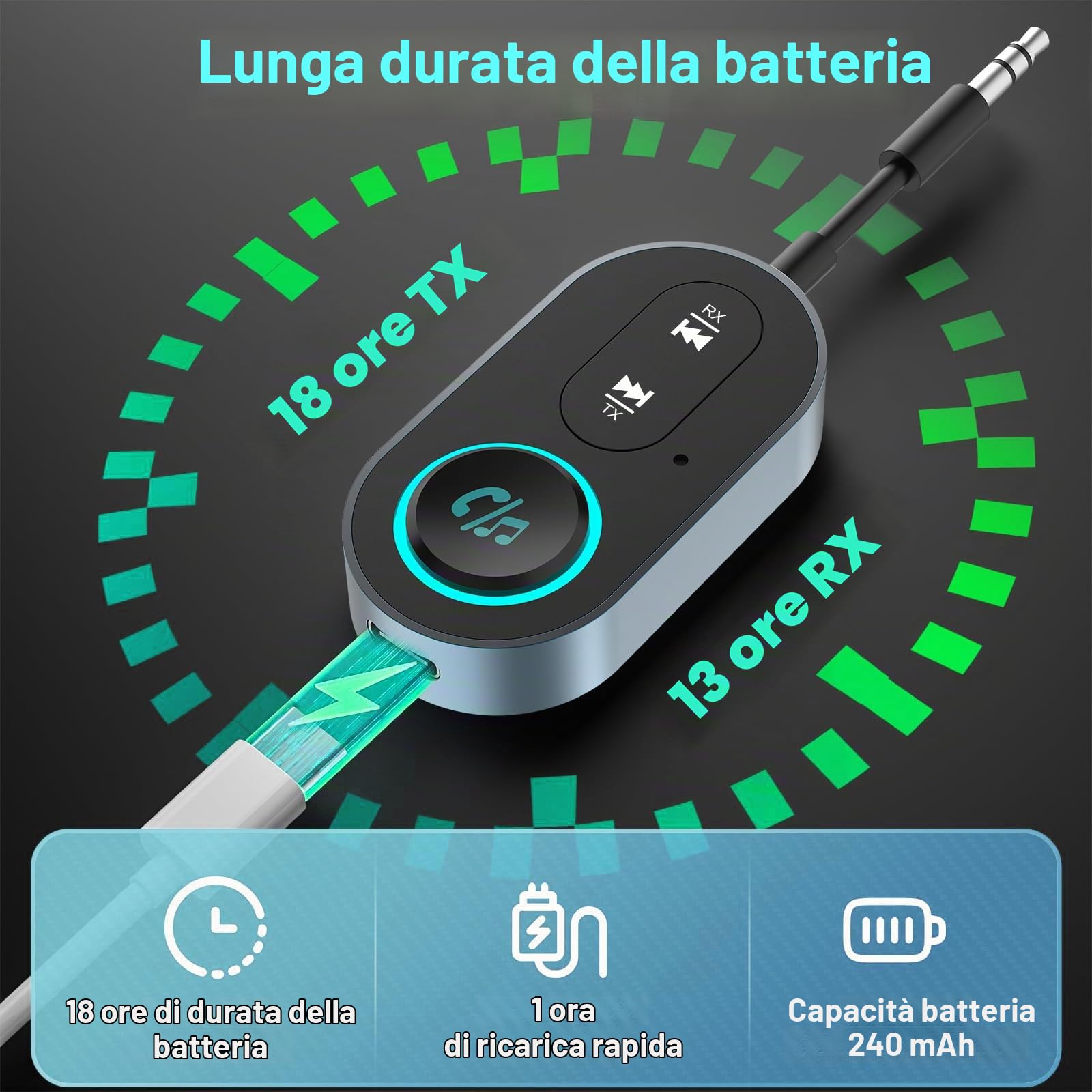 Ricevitore audio USB Bluetooth 5.3 Adattatore Wireless da 3,5 mm AUX RCA per auto stereo domestico Ricevitore audio USB Bluetooth 5.3 Adattatore Wireless da 3,5 mm AUX RCA per auto stereo domestico