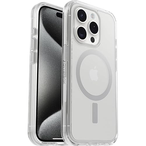 OtterBox iPhone 15 Pro (Only) Symmetry Series Clear Case - (Clear), Snaps to MagSafe, Ultra-Sleek, Raised Edges Protect Camera & Screen
