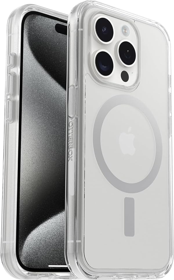 OtterBox iPhone 15 Pro (Only) Symmetry Series Clear Case - (Clear), Snaps to MagSafe, Ultra-Sleek, Raised Edges Protect Camera & Screen by OtterBox - Used condition - US$27.50