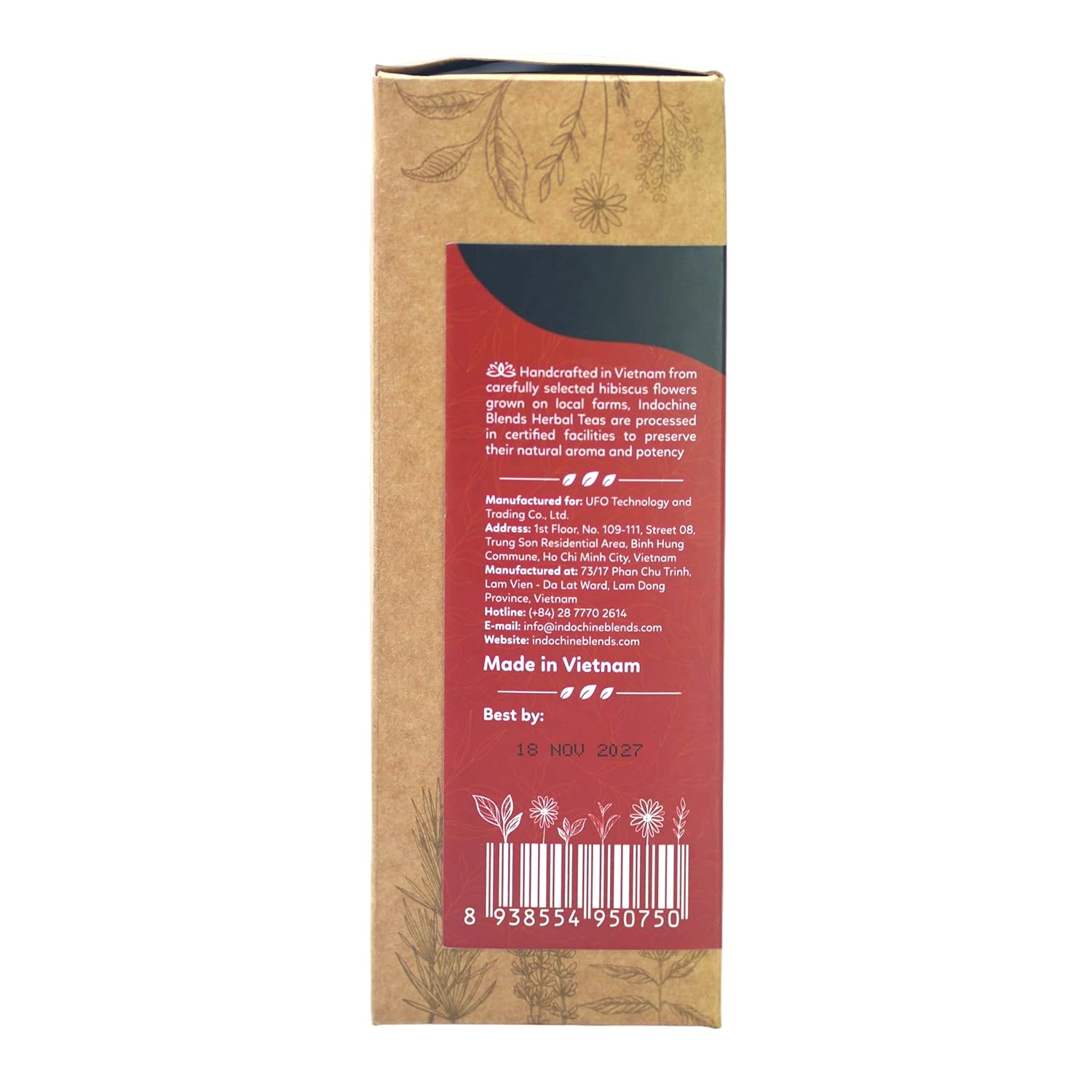 Indochine Blends Hibiscus Tea Bags | 100% Pure Hibiscus Flower | Sugar-Free, Caffeine-Free Herbal Tea | 2g x 150 Single Chamber Tea Bags With Bamboo Tongs| Rich in Natural Goodness and Flavor