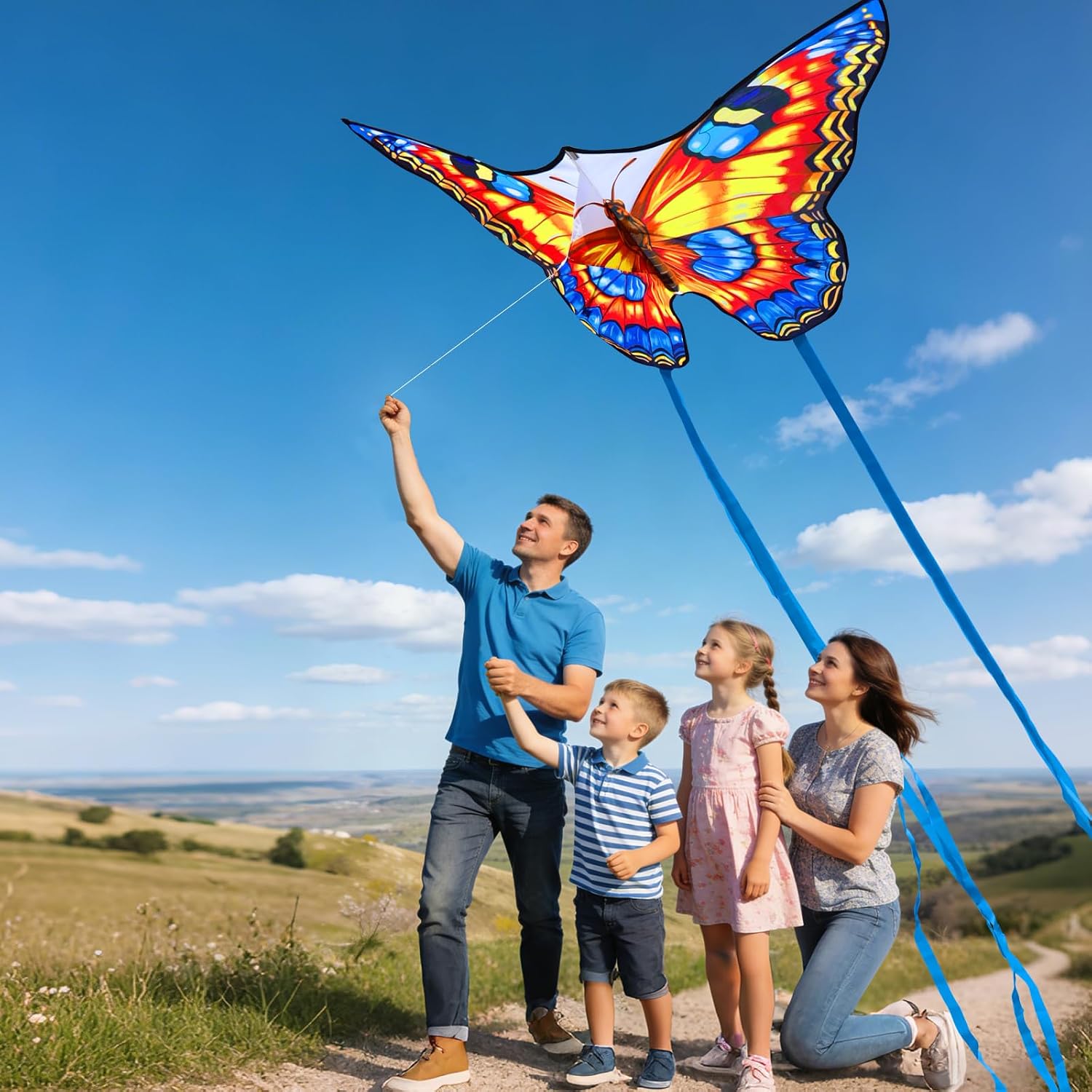 Xida Butterfly Kite for Kids & Adults, Easy to Fly, Ages 4-8, Large Kite with 300ft Handle, Perfect for Beach Trips