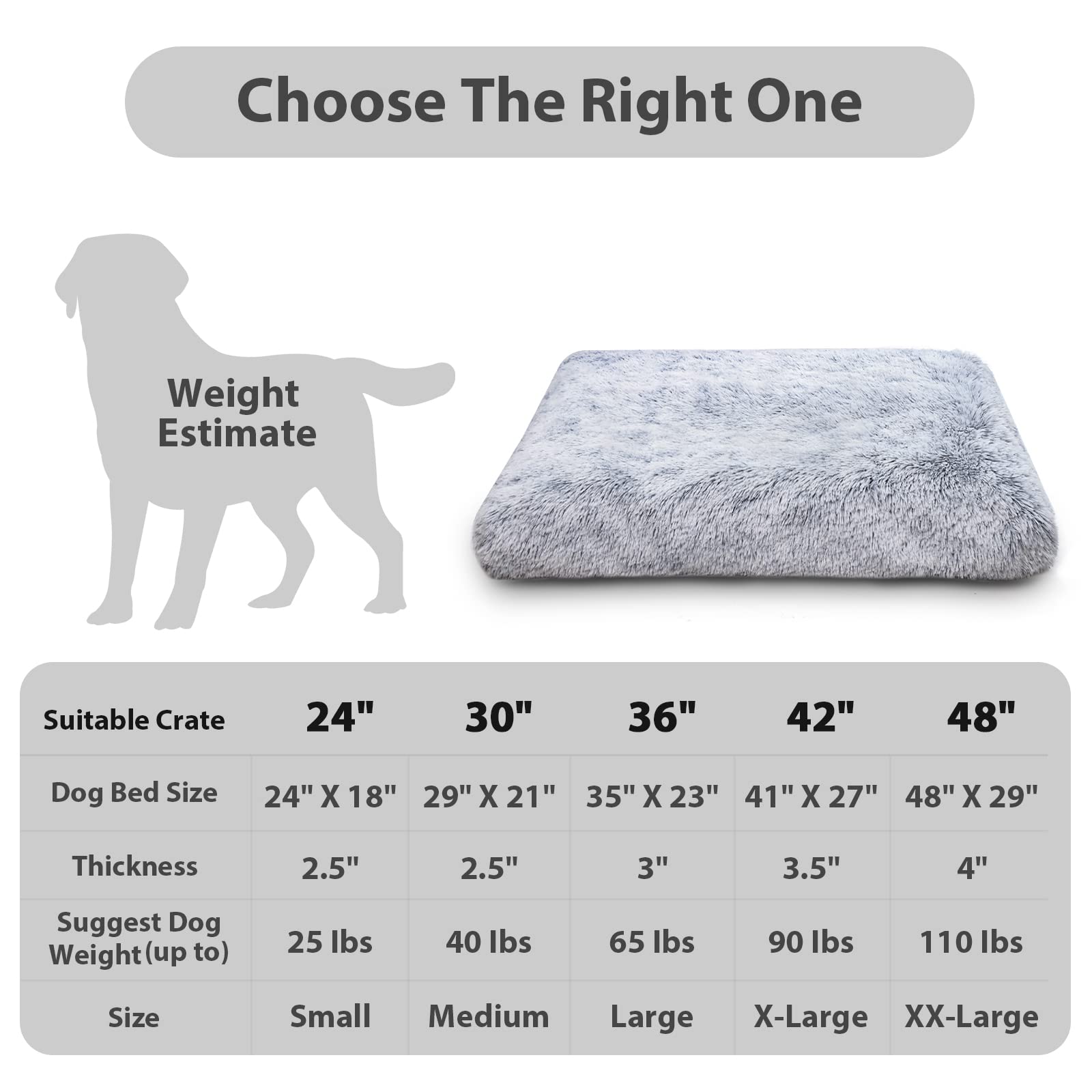 CHAMPETS Washable Dog Bed for Crate, Grey, 48"X29",Large Dog Bed Washable for Small,Medium,Large