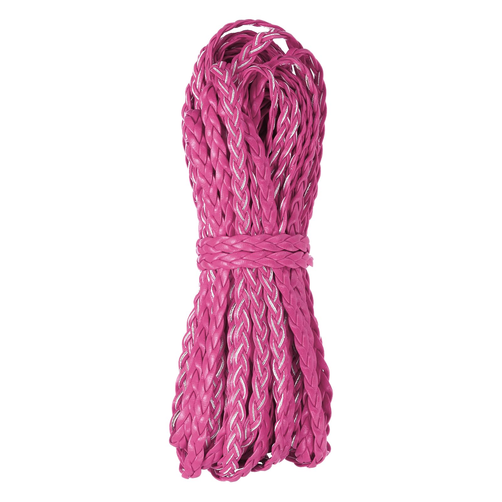Rebower Flat Braided Leather Cord 5mm Braided Cording 10m Rose Red Leather Craft Strip for Jewelry Making Necklaces
