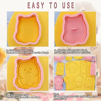 Cartoon Dog Shape Cookie Cutters Set 8 Pieces 3D Biscuit Cutter Kit - Biscuit Cookie Cutters Stamp for Baking DIY Fondant Festive Decoration