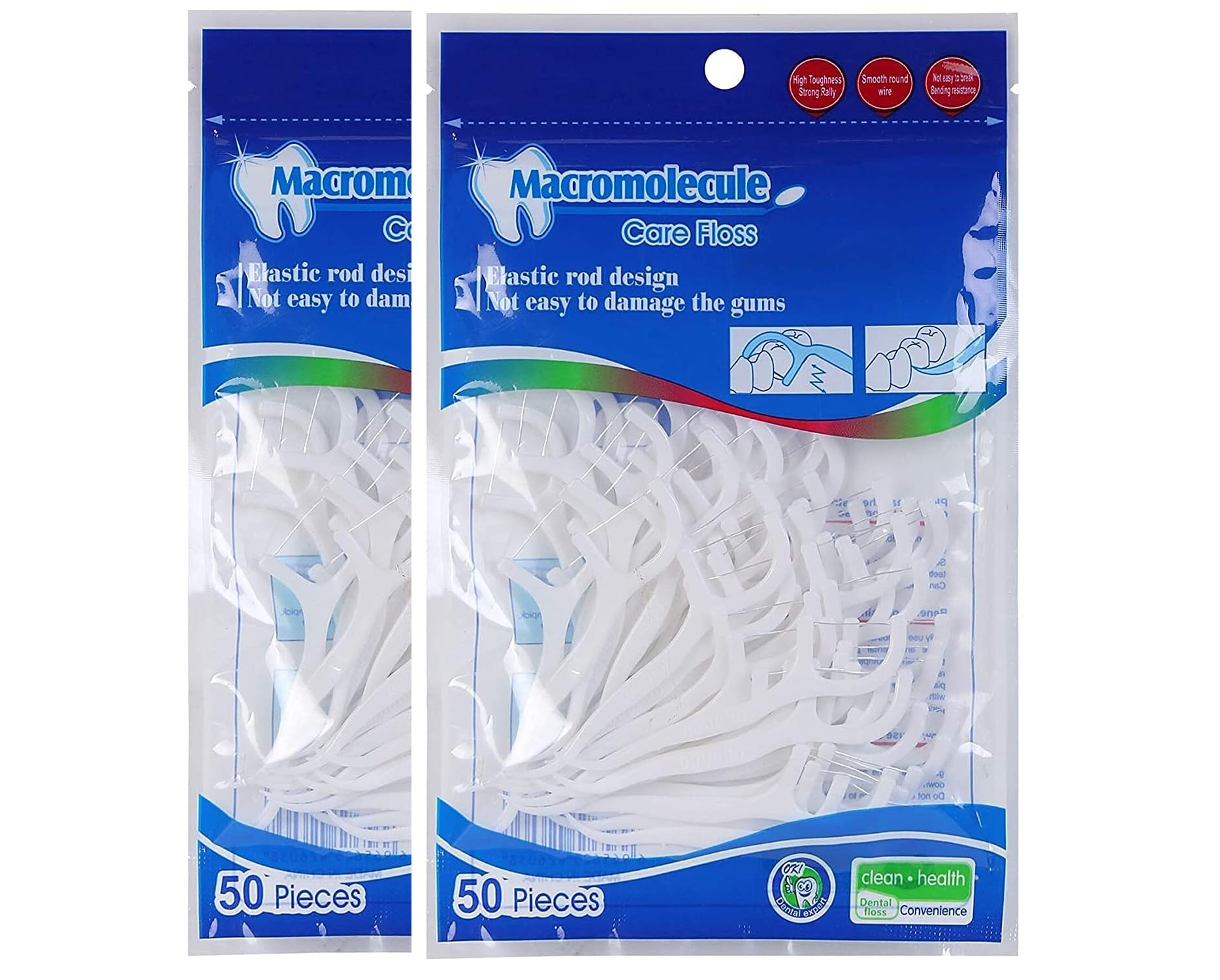 3 in 1 Tooth Cleaning Dental Floss Toothpicks Plastic Set for Clean Teeth Fresh Breath and Healthy Gums, Travel Pack Easy Grip Handle,100 Piece Set (White)-image-11
