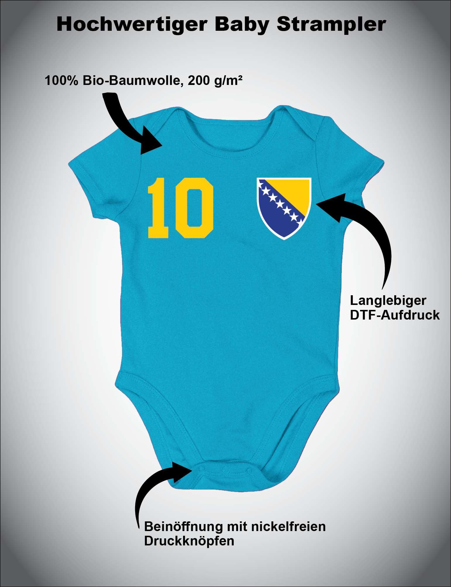 Kinder Baby Strampler Shirt Bosnien Wunschname + Nummer