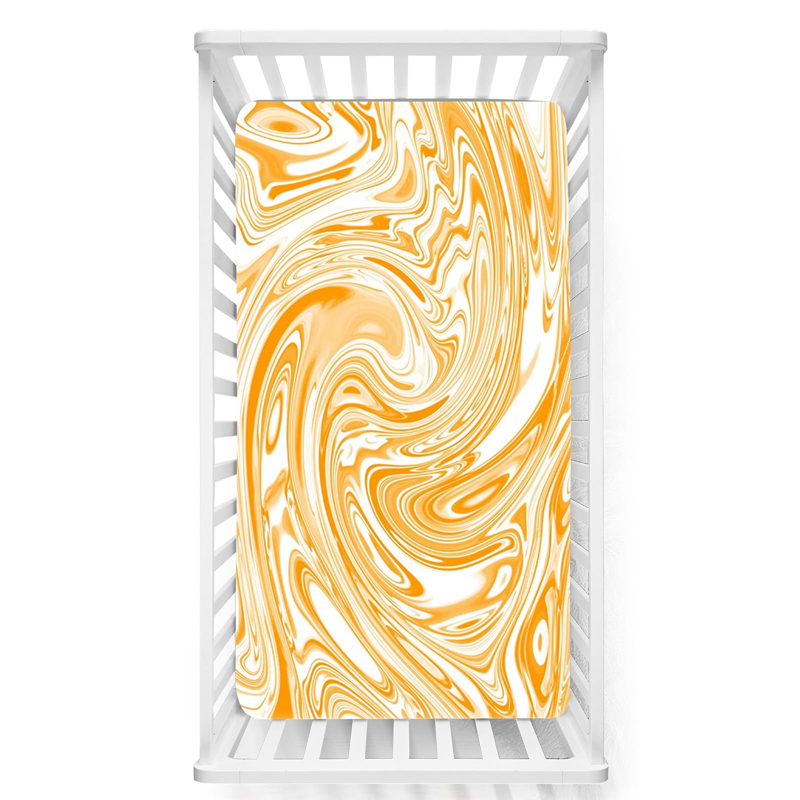 Odot Cot Bed Sheets, Multicolor Marble Print Bedside Cribs Fitted Sheets, Baby Bed Sheets Cot Bed Mattress Protector, Bassinet Sheets, Easy Care Soft and Dureable (Yellow,90x140 cm)
