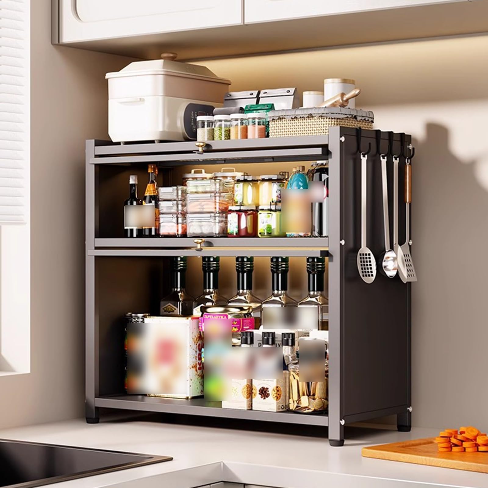 Küchenschränke, Kitchen Storage & Organisation, Lagerschränke, Mehrschichtige Lagerschränke, Badezimmerschränke, Geeignet für Küchen, Badezimmer, Wohnzimmer, Schlafzimmer(White,3 layers/50cm/20in)