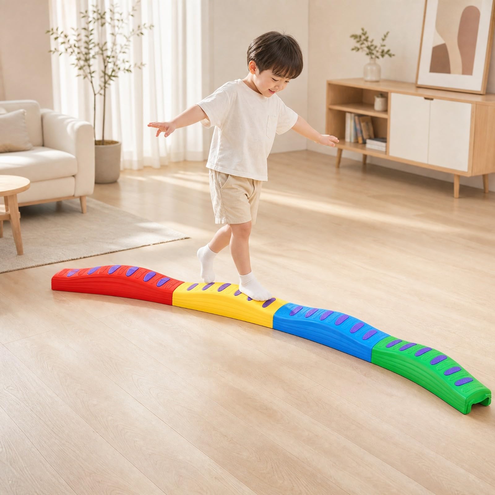 Pedana di Equilibrio Antiscivolo Balance Board Testurizzato Giocattolo per Scuola Dell'infanzia, Multicolore, Standard