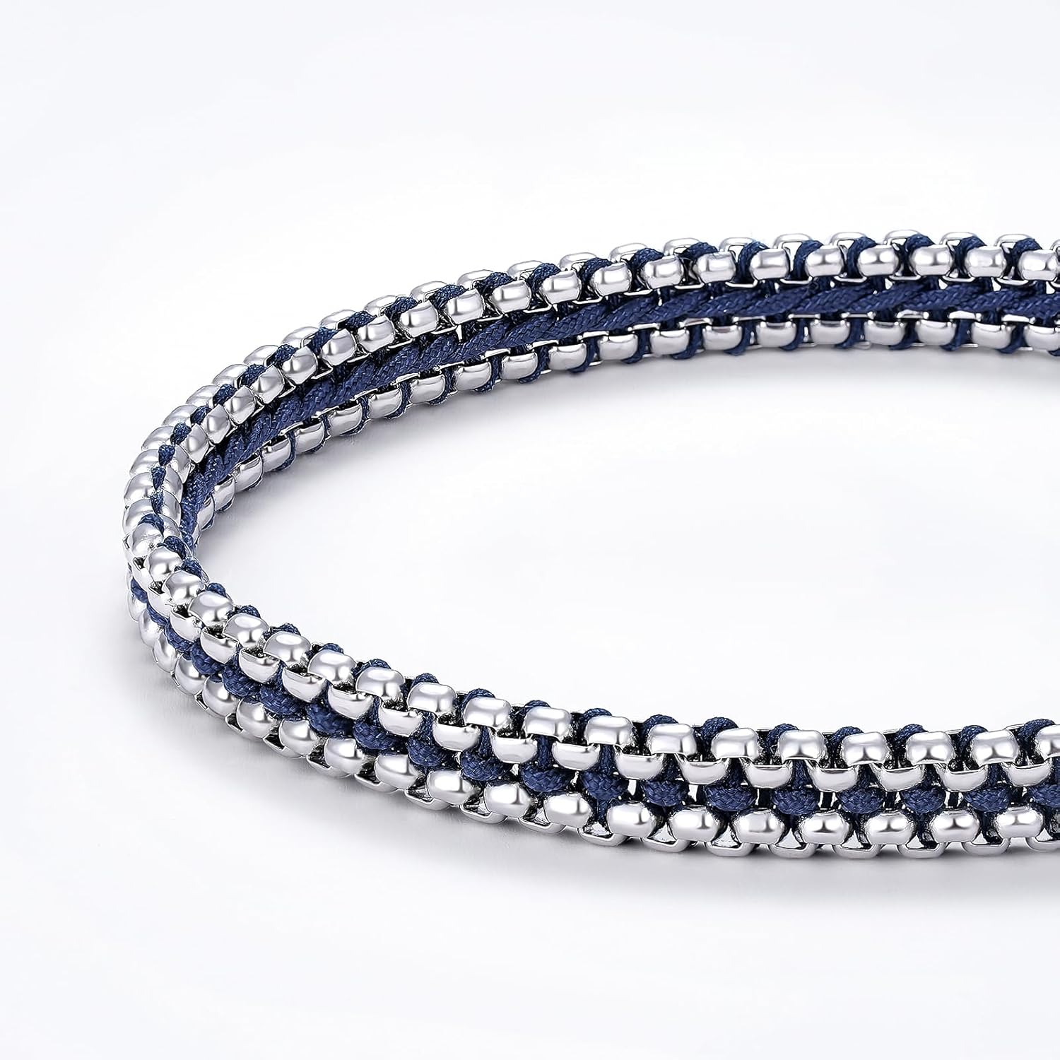 Men's Braided Bracelet Valentine's Day Gifts for Him, Stainless Steel Bracelet with Nylon Rope String for Men, Minimalist Handmade Fashion Jewelry Gift - Image 6