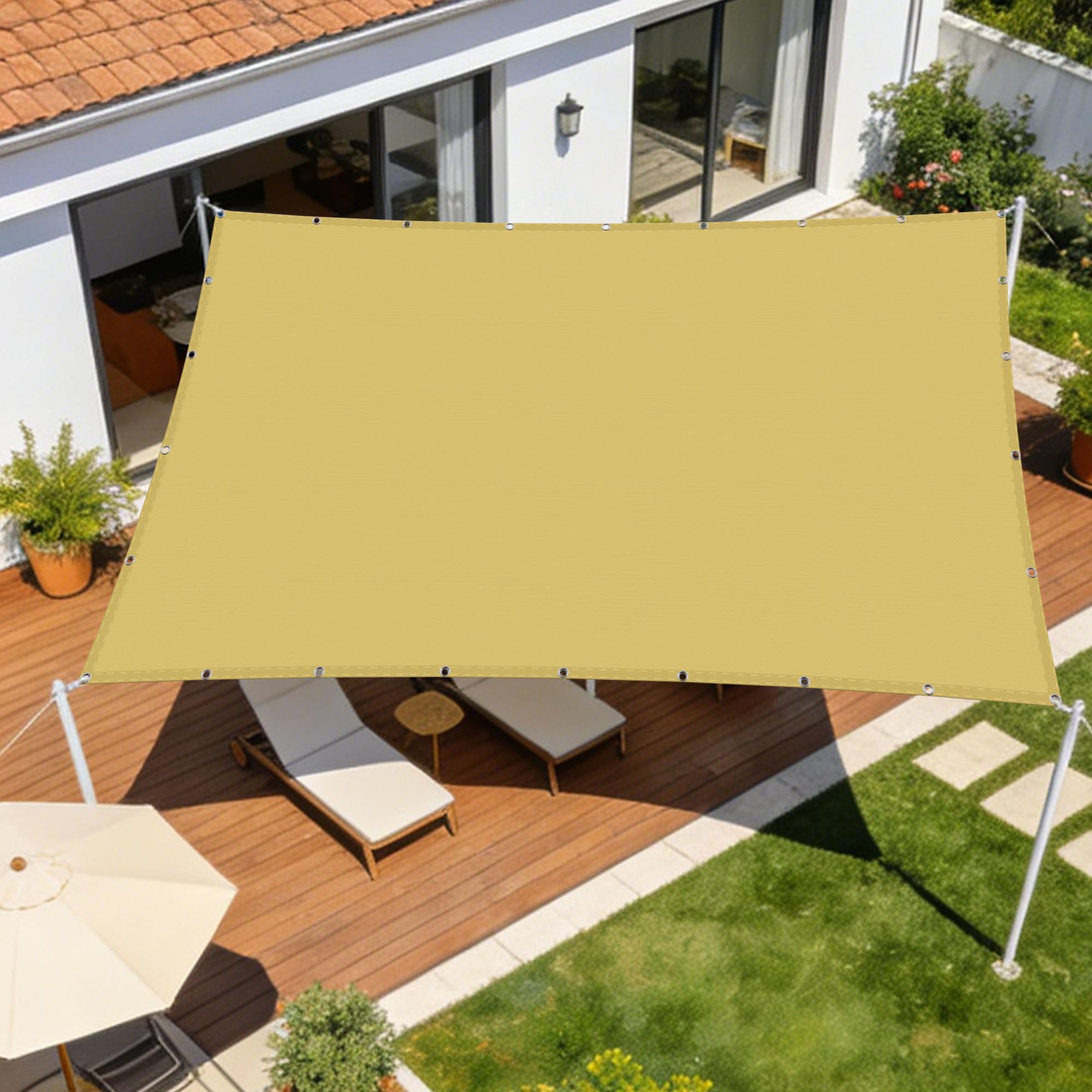 Toile imperméable voile d'ombrage pour stopper la chaleur et la pluie sur le balcon