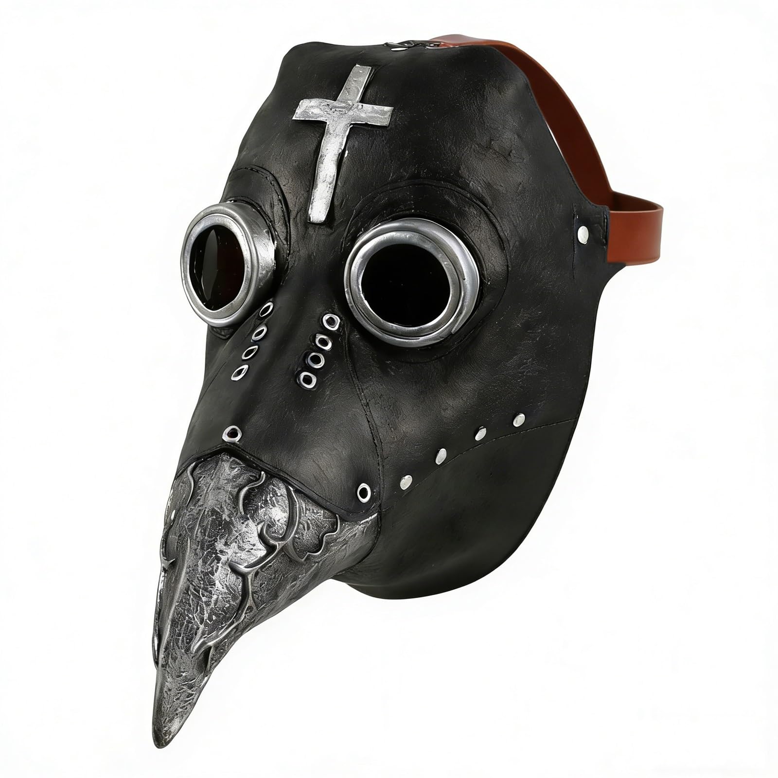 SANSIWU Plague Doctor Mask Steampunk Long Nose Cross Beak Bird Mask Gothic Cosplay Prop for Halloween Costume Parties (A-Black, 42cm)
