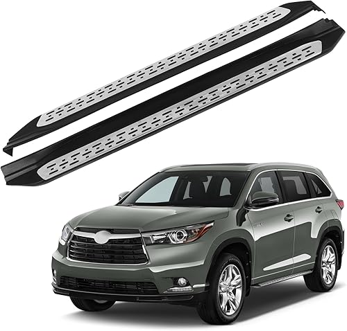 SCITOO Nerf Bar - Estribo lateral para Toyota Highlander 2014-2019, plástico 40% aleación de aluminio, 40% hierro, 20% deslizadores de roca