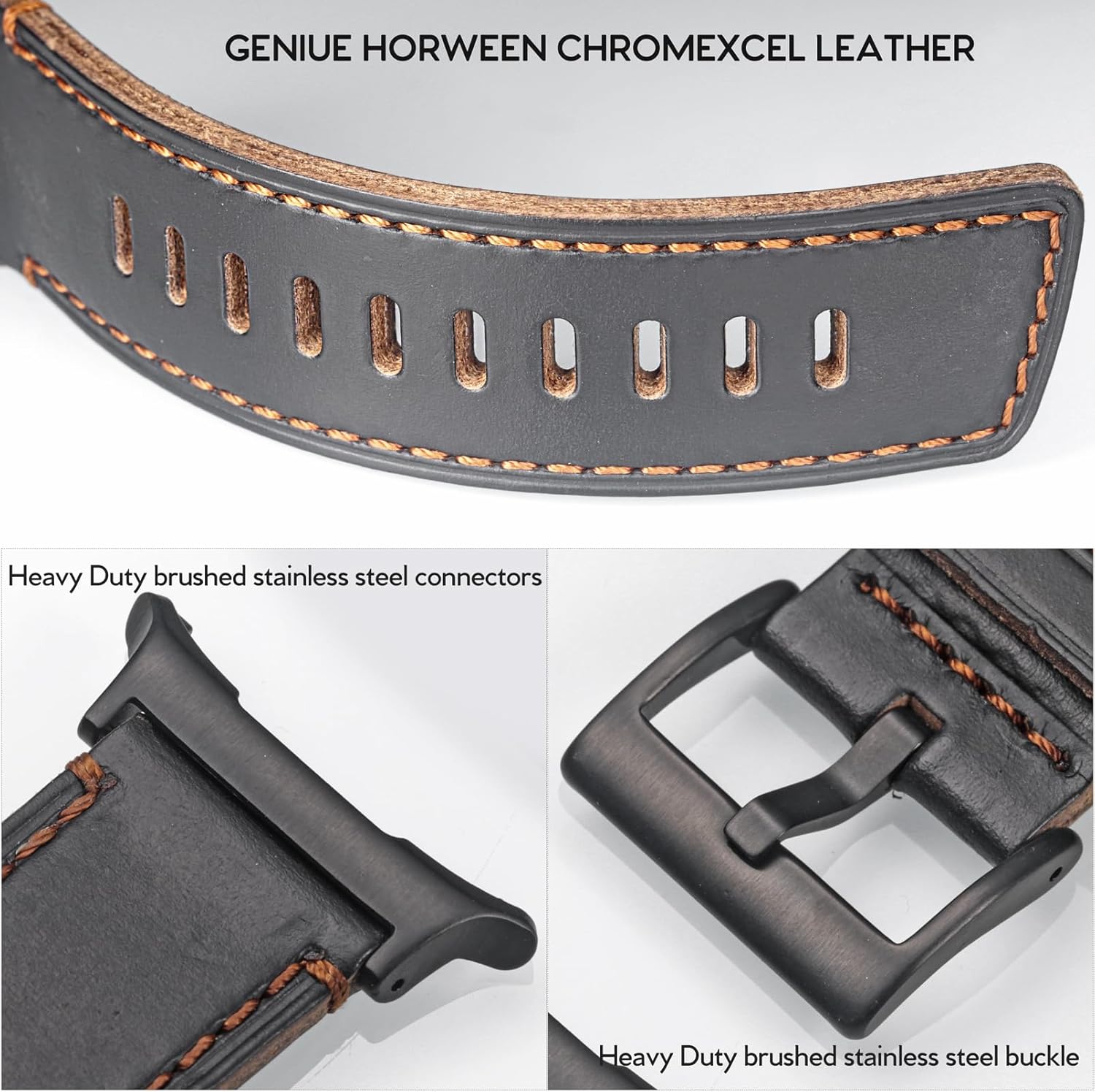Compatible with Samsung Galaxy Watch Ultra Bands (2025/2024),Vintage Horween Leather Wristband Replacement Strap for Galaxy Watch 7 Ultra Band 47mm/Watch 8 Ultra Men Women