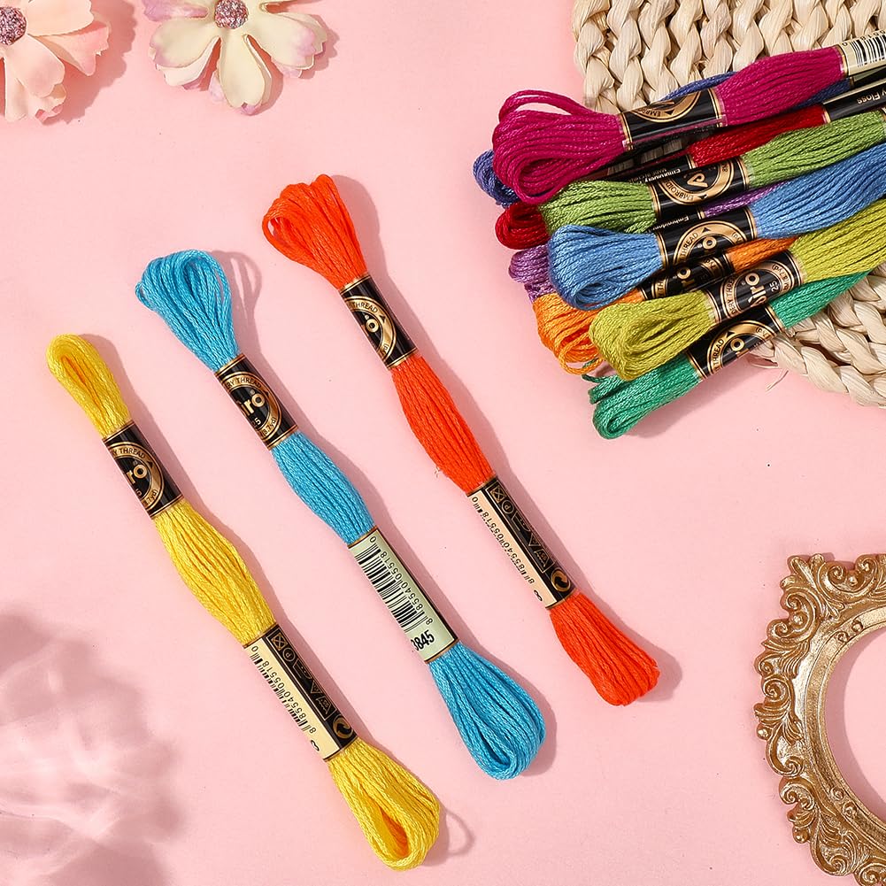 12 écheveaux Fil à Broder Panaché 6 Brins - 105 Yards (96 M), Polyester, Pour Bracelets D'amitié, Point De Croix - 5