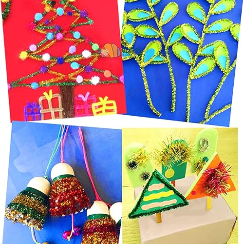 Miniatura 7 de 100 tallos de felpilla de oropel con brillantina, flexibles y flexibles y flexibles para decoración de manualidades creativas, tallos de felpilla de