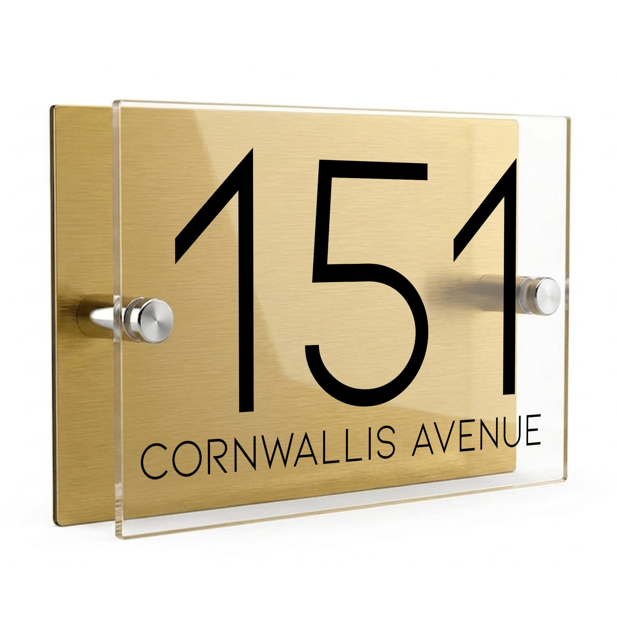 Housics Personalised House Number Sign, Brushed Gold Acrylic, Design 15 UK