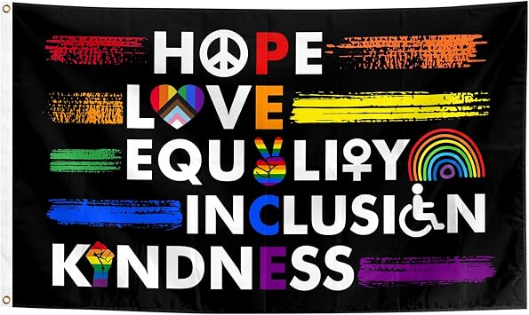 Progress Pride Rainbow Flag 3x5 Ft Hope Love Equality Inclusion Kindness Pride Flag With Brass Grommets Vivid Color for Outside Garden Yard Lawn House Decorative