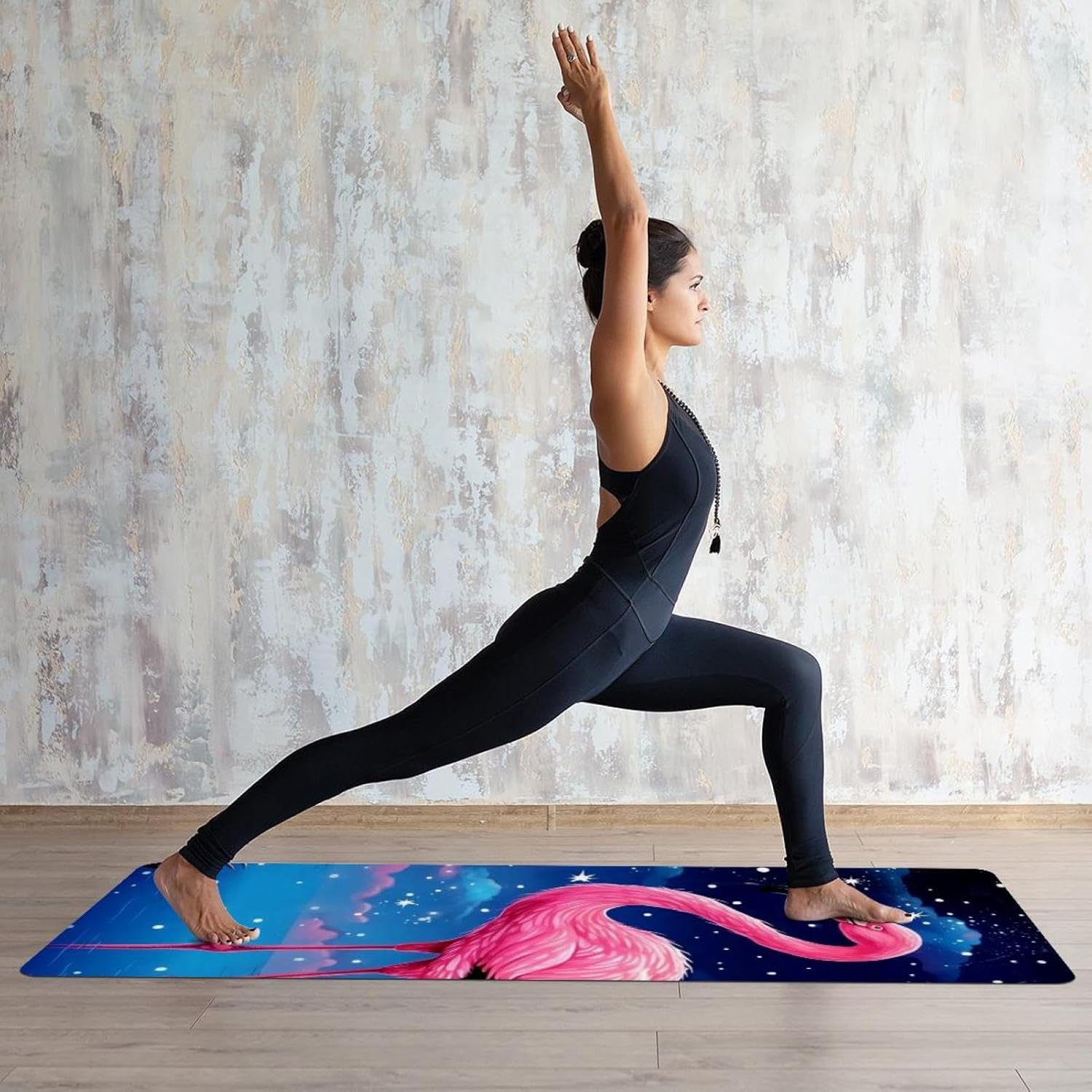 Yoga Towel, Galaxy Flamingo Pattern Non Slip Sweat Absorbent Hot Yoga Mat Towel for Hot Yoga, Pilates and Fitness - 72.8" x 26.8"