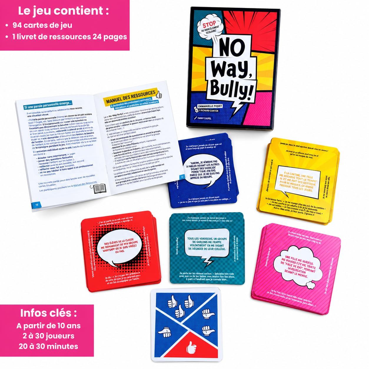 Topla | No Way, Bully! | Jeu Contre Le harcèlement Scolaire et Le cyberharcèlement | 10–18 Ans | 2 à 30 Joueurs | Parents, Enseignants & Professionnels | Livret Pratique 24 Pages