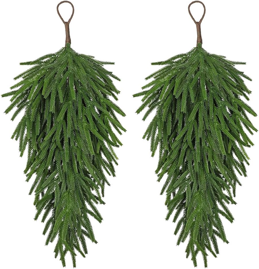 Artificial Norfolk Pine Christmas Teardrop Swag 71cm