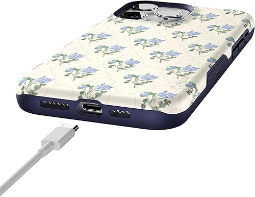 Vista 1043 de Casely Funda para iPhone 15 Pro Jardín Secreto Flores mixtas Funda atrevida Compatible con MagSafe y botón de acción Jardín Secreto Floral