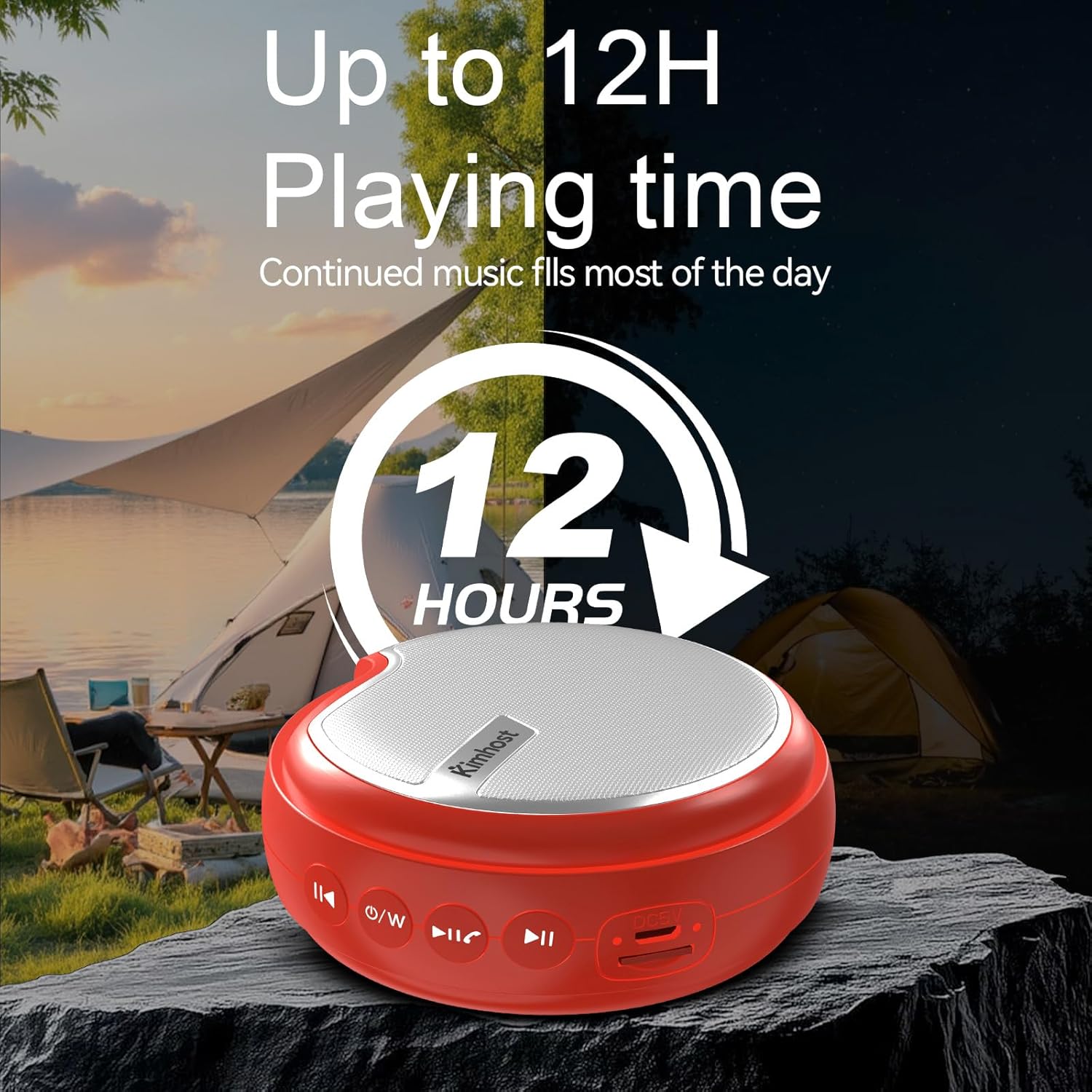 EH30 Portable Bluetooth Speaker for Bike, Bluetooth 5.3 Bike Speaker with Pro Handlebar Mount, Long Playtime, TWS Pairing, Bike Accessories for Home Shower Outdoor Travel Gift（Orange Red） - Image 3